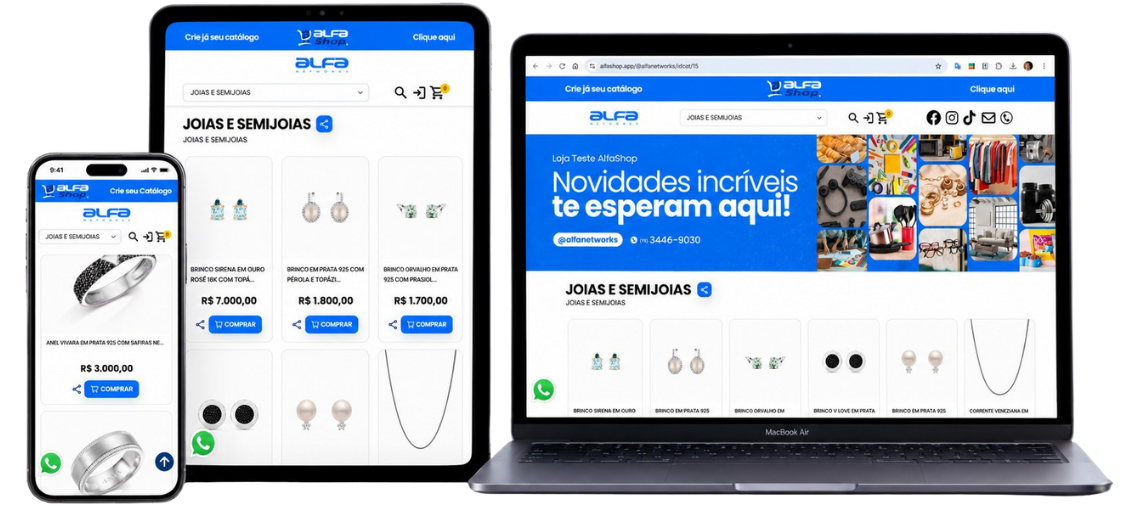 Layout do catálogo em vários dispositivos